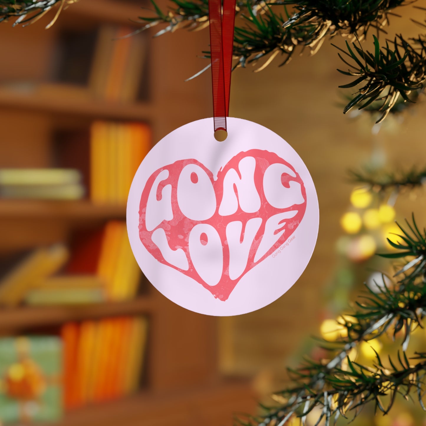 GONG LOVE HEART - PINK (Metal Ornament)
